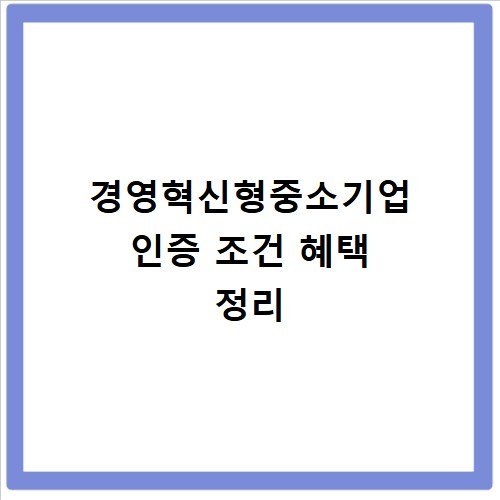 경영혁신형중소기업 인증 조건 혜택 정리