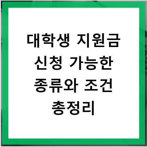 대학생 지원금 신청 가능한 종류와 조건 총정리